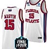 Alijah Martin Jersey #15 FAU Owls College Basketball 2023 NCAA Final Four White