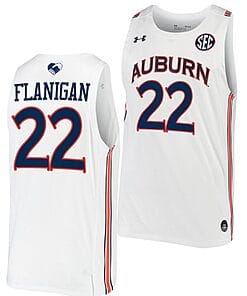 Allen Flanigan Jersey #22 Auburn Tigers College Basketball White