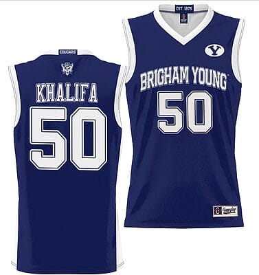 Aly Khalifa Jersey #50 BYU Cougars NIL College Basketball Jersey Lightweight Navy