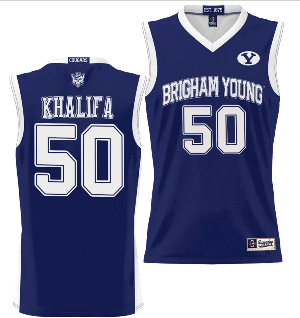 Aly Khalifa Jersey #50 BYU Cougars NIL College Basketball Jersey Lightweight Navy