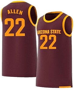 Andre Allen Jersey Arizona State Sun Devils College Basketball Red #22