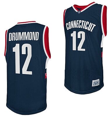Andre Drummond Jersey #12 UConn Huskies College Basketball Navy Retro
