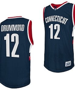 Andre Drummond Jersey #12 UConn Huskies College Basketball Navy Retro