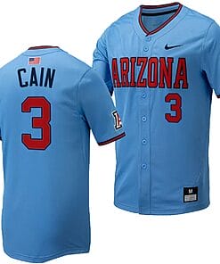 Andrew Cain Jersey #3 Arizona Wildcats Replica Baseball Full-Button Light Blue