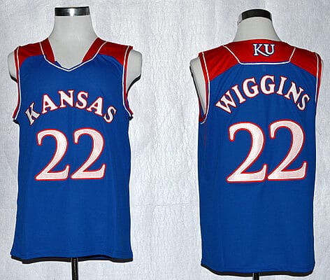 Andrew Wiggins Jersey #22 Kansas Jayhawks NCAA Basketball Royal Blue