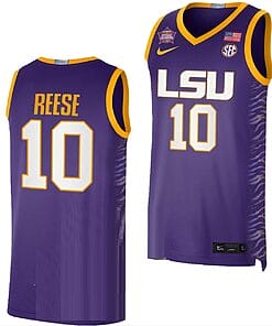 Angel Reese Jersey LSU Tigers 2023 NCAA Basketball National Champions Purple #10