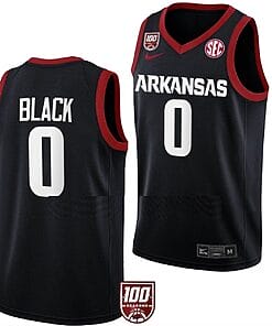 Anthony Black Jersey #0 Arkansas Razorbacks College Basketball 100 Season Black
