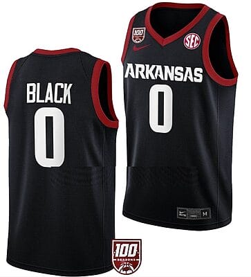 Anthony Black Jersey #0 Arkansas Razorbacks College Basketball 100 Season Black