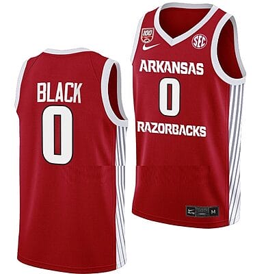 Anthony Black Jersey #0 Arkansas Razorbacks College Basketball 100 Season Red
