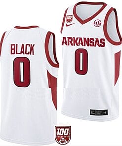 Anthony Black Jersey #0 Arkansas Razorbacks College Basketball 100 Season White