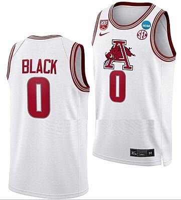 Anthony Black Jersey Arkansas Razorbacks College Basketball 2023 NCAA March Madness White #0