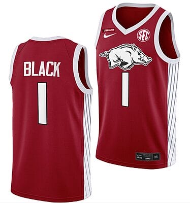 Anthony Black Jersey #1 Arkansas Razorbacks College Basketball Five-Star Red