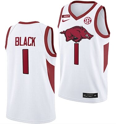 Anthony Black Jersey #1 Arkansas Razorbacks College Basketball Five-Star White