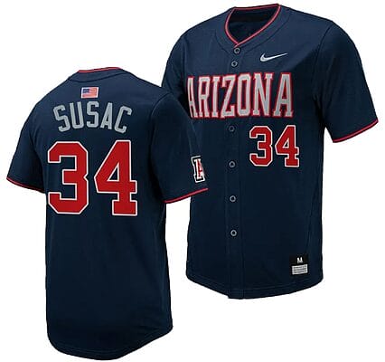Anthony Susac Jersey #34 Arizona Wildcats Replica Baseball Full-Button Navy