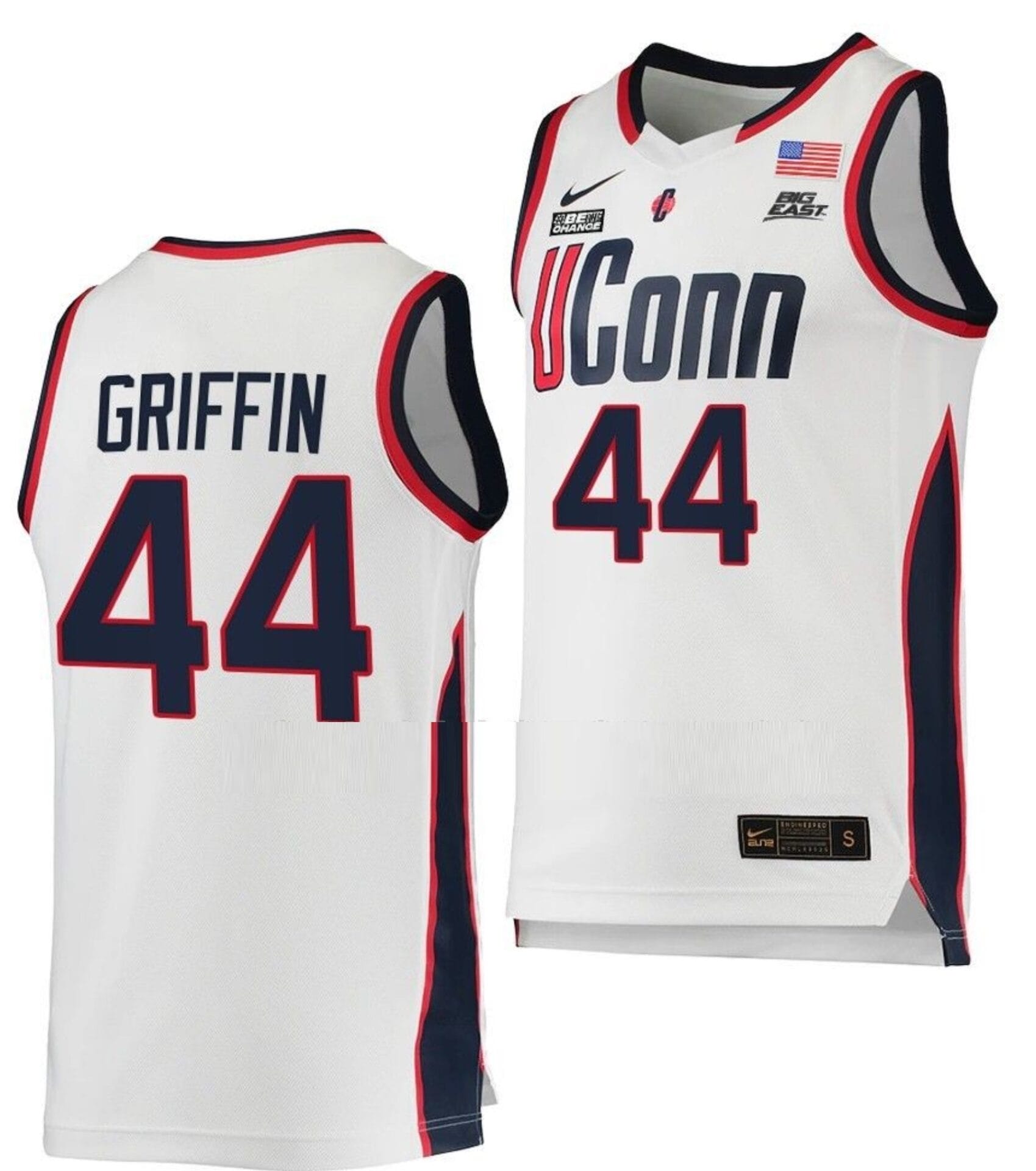 Aubrey Griffin Jersey #44 UConn Huskies College Basketball White Replica