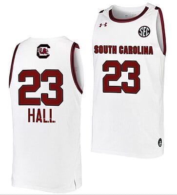 Aubryanna Hall Jersey #23 South Carolina Gamecocks College Basketball White