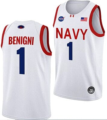 Austin Benigni Jersey #1 Navy Midshipmen NASA-Themed Basketball uniform 2023-24 White