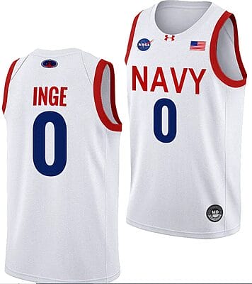 Austin Inge Jersey #0 Navy Midshipmen NASA-Themed Basketball uniform 2023-24 White