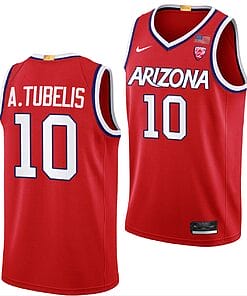 Azuolas Tubelis Jersey #10 Arizona Wildcats College Basketball Red