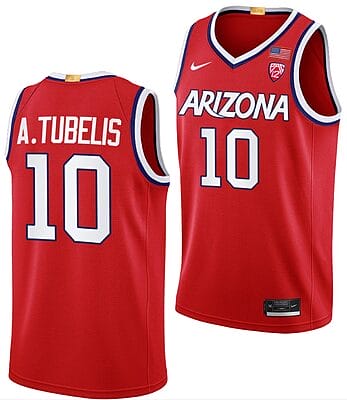 Azuolas Tubelis Jersey #10 Arizona Wildcats College Basketball Red