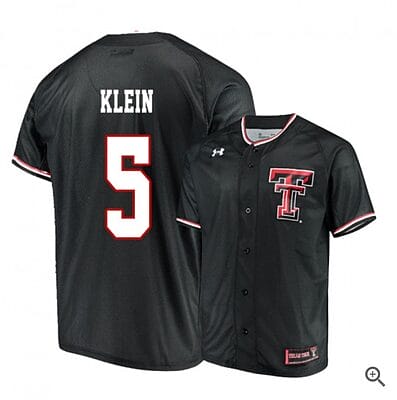 Brian Klein Jersey #5 Texas Tech Red Raiders Baseball NCAA College Black Alumni