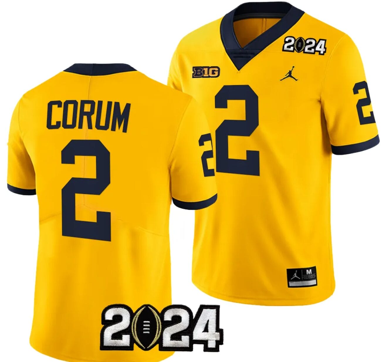 Blake Corum Jersey #2 Michigan Wolverines 2024 Football National Championship Playoff Yellow