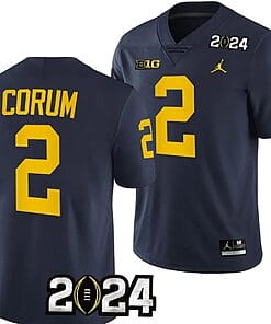 Blake Corum Jersey #2 Michigan Wolverines 2024 Football National Championship Playoff Navy