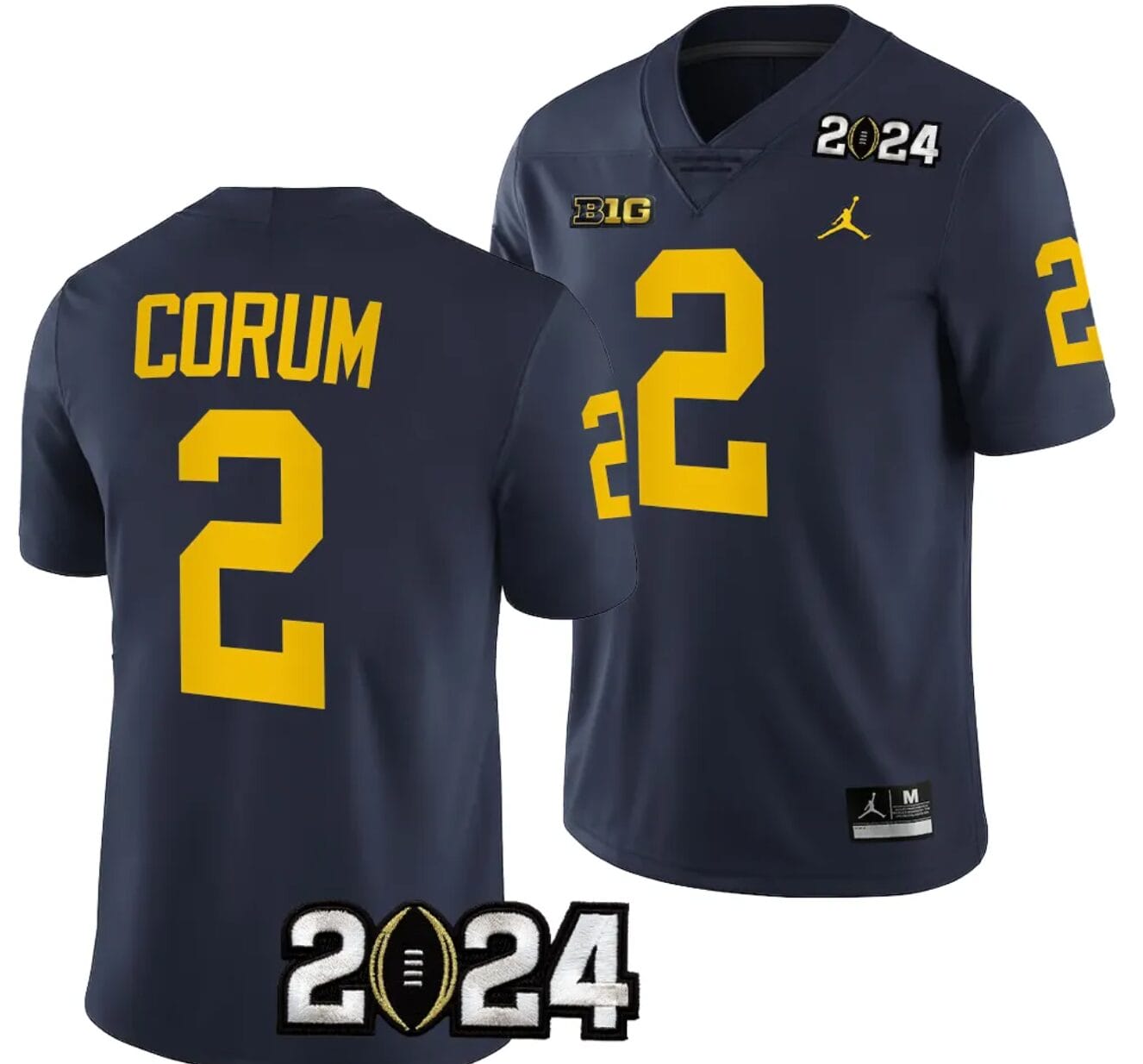 Blake Corum Jersey #2 Michigan Wolverines 2024 Football National Championship Playoff Navy