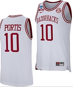 Bobby Portis Jersey Arkansas Razorbacks College Basketball 2022 NCAA March Madness Retro White #10