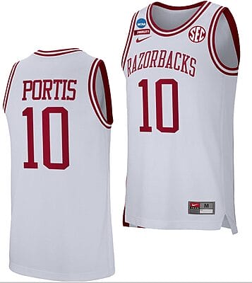 Bobby Portis Jersey Arkansas Razorbacks College Basketball 2022 NCAA March Madness Retro White #10