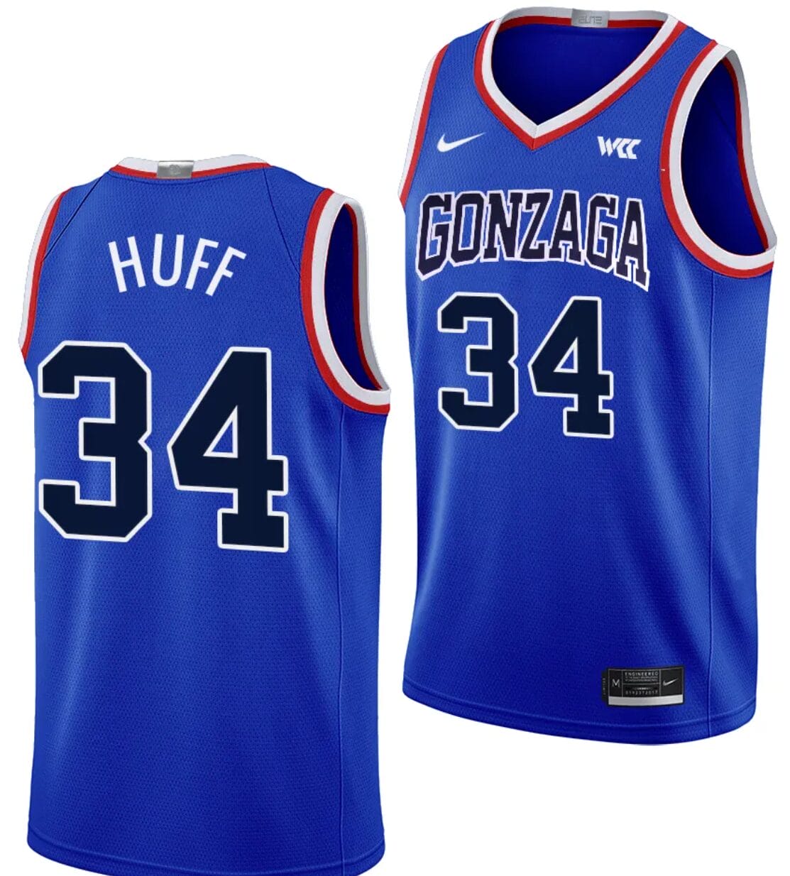 Braden Huff Jersey #34 Gonzaga Bulldogs Throwback Basketball uniform 2023-24 Blue