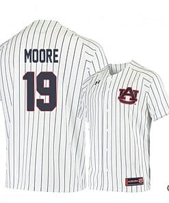 Brody Moore Jersey #19 Auburn Tigers Baseball NCAA College White Blue Alumni