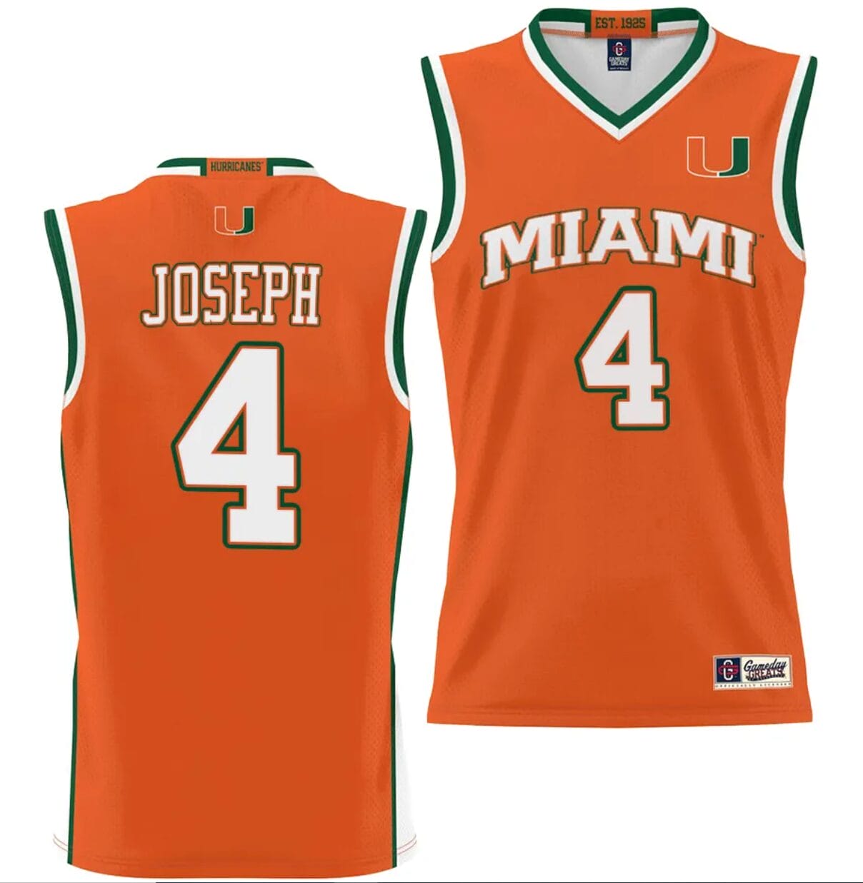 Bensley Joseph Jersey #4 Miami Hurricanes NIL College Basketball Lightweight Orange
