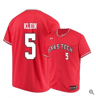 Brian Klein Jersey #5 Texas Tech Red Raiders Baseball NCAA College Red Alumni