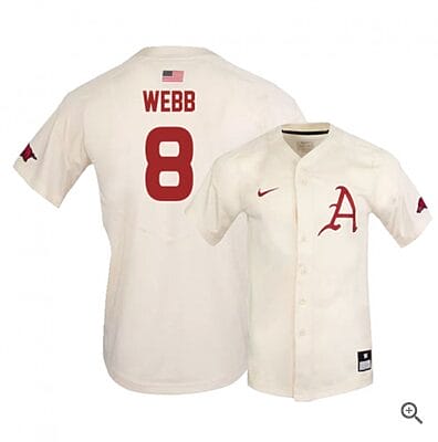 Braydon Webb Jersey #8 Arkansas Razorbacks Baseball NCAA College Alumni Elite White