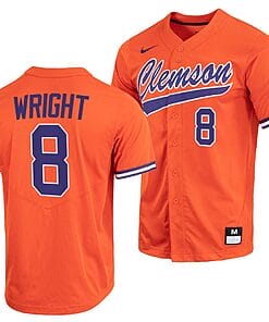 Blake Wright Jersey #8 Clemson Tigers College Baseball Orange Full-Button