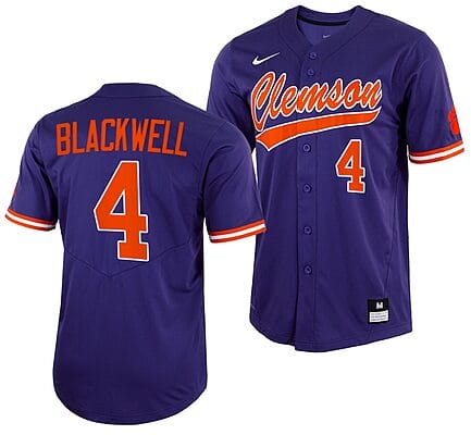 Benjamin Blackwell Jersey #4 Clemson Tigers College Baseball Purple Full-Button