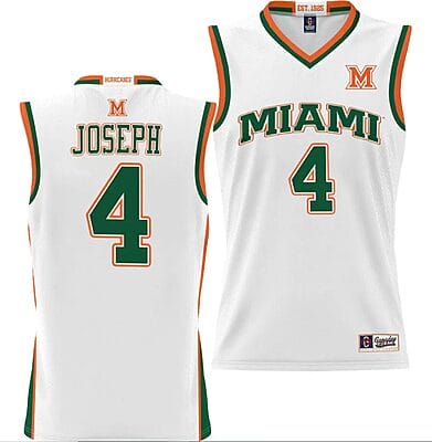 Bensley Joseph Jersey #4 Miami Hurricanes NIL College Basketball Lightweight White