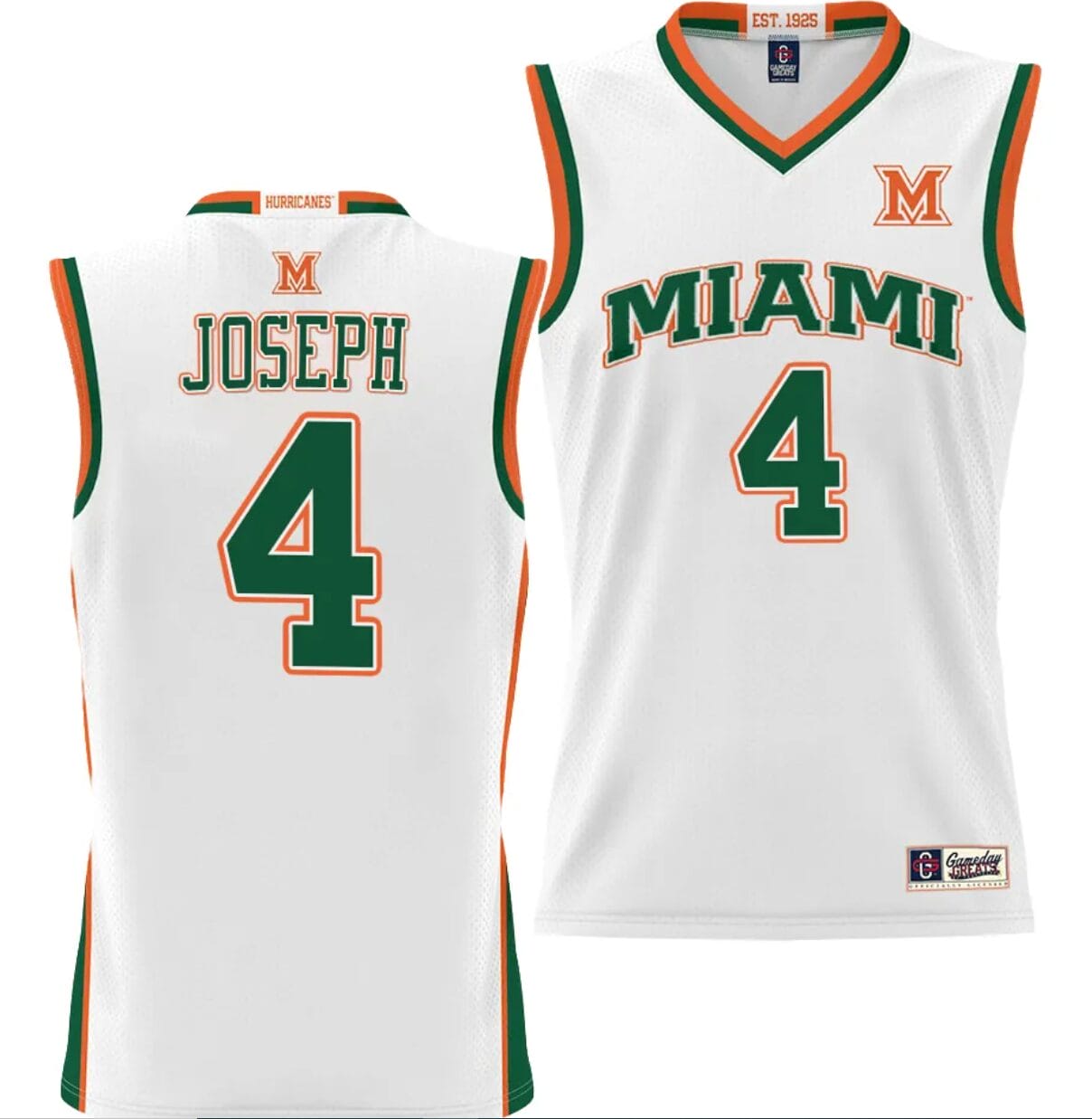 Bensley Joseph Jersey #4 Miami Hurricanes NIL College Basketball Lightweight White