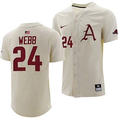 Braydon Webb Jersey #24 Arkansas Razorbacks College Baseball Full-Button Natural