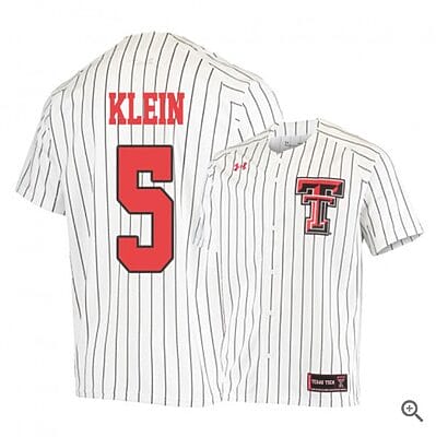Brian Klein Jersey #5 Texas Tech Red Raiders Baseball NCAA College White Alumni