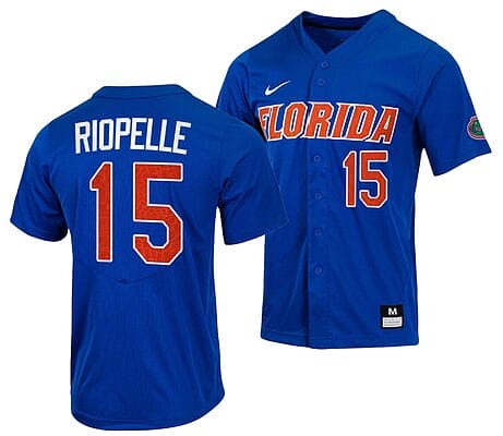 BT Riopelle Jersey #15 Florida Gators College Baseball Full-Button Royal