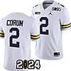 Blake Corum Jersey #2 Michigan Wolverines 2024 Football National Championship Playoff White