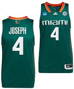 Bensley Joseph Jersey #4 Miami Hurricanes 2023 NCAA March Madness Green College Basketball