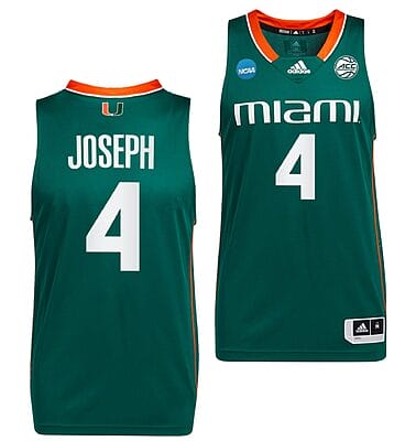 Bensley Joseph Jersey #4 Miami Hurricanes 2023 NCAA March Madness Green College Basketball