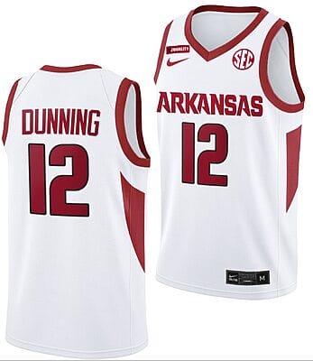 Barry Dunning Jersey #12 Arkansas Razorbacks College Basketball Equality White