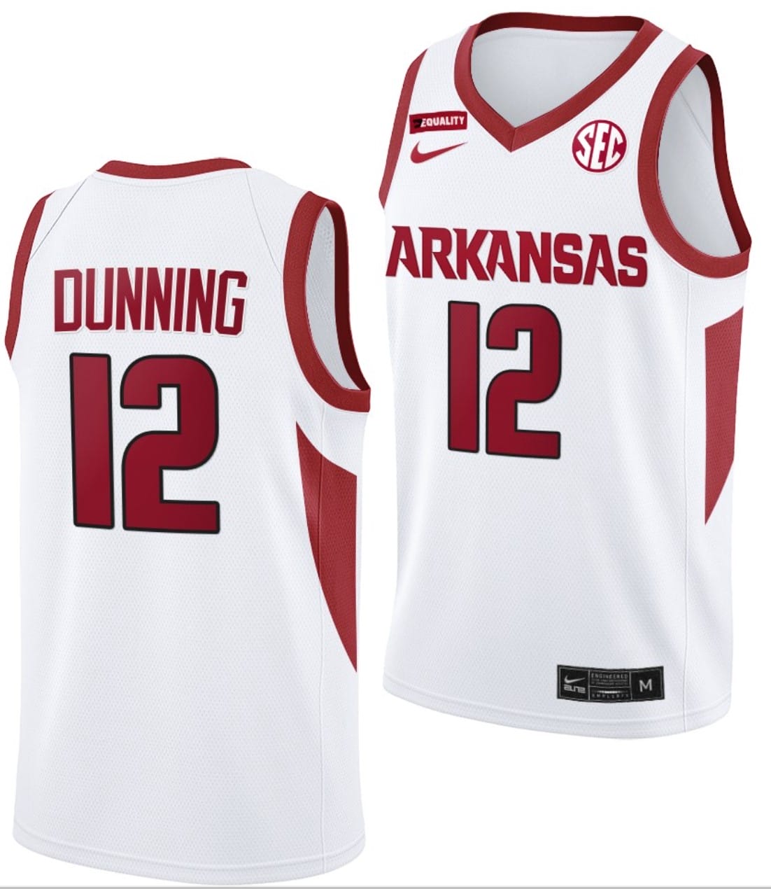 Barry Dunning Jersey #12 Arkansas Razorbacks College Basketball Equality White