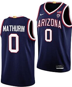Bennedict Mathurin Jersey #0 Arizona Wildcats College Basketball Navy