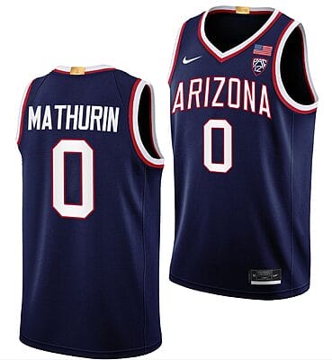 Bennedict Mathurin Jersey #0 Arizona Wildcats College Basketball Navy