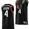 Bensley Joseph Jersey #4 Miami Hurricanes College Basketball Swingman Black
